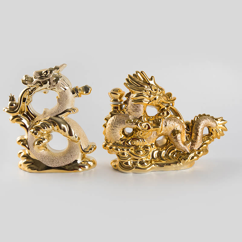 Goldene elektroplierte Drachenkeramikalkohol -Dekanter