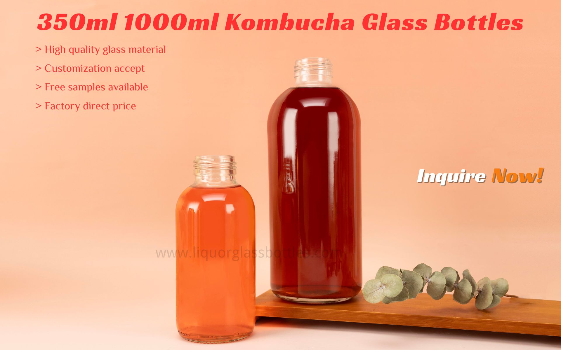 runde Konbucha-Glasflasche