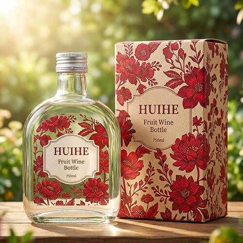 Weinglasflasche mit roten Fr&uuml;chten