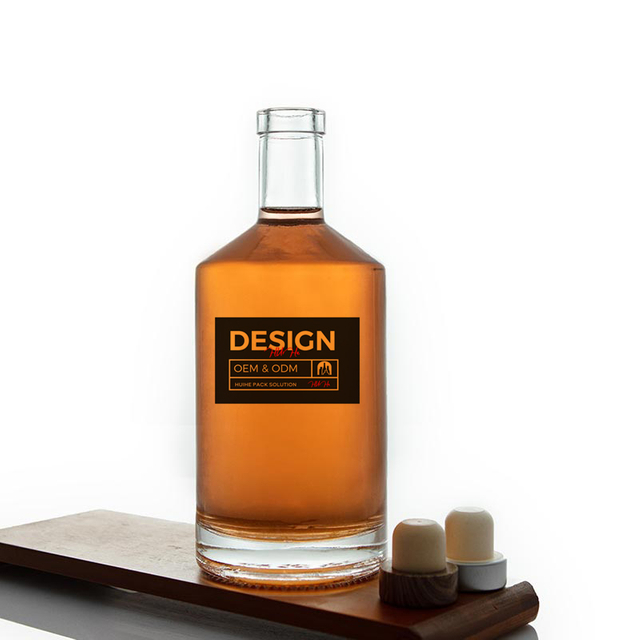 Runde klare 750 ml Rum Gin Glasflasche