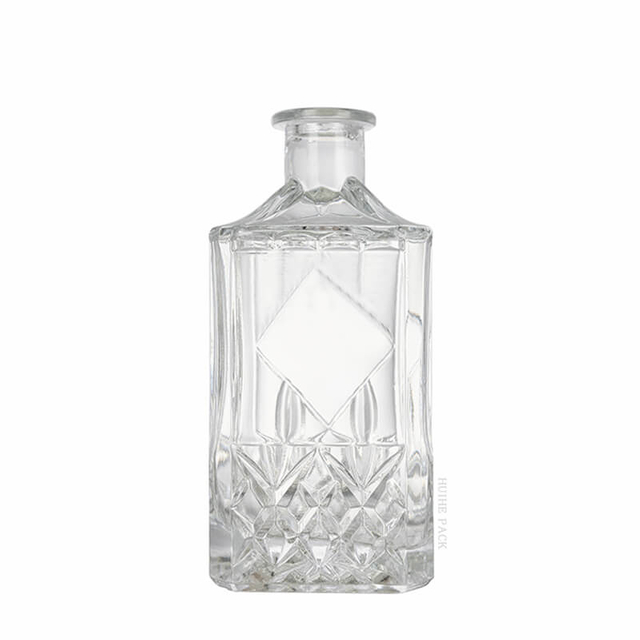 Winkelkanten Diamond-Muster quadratische Glas Liuqor Flasche