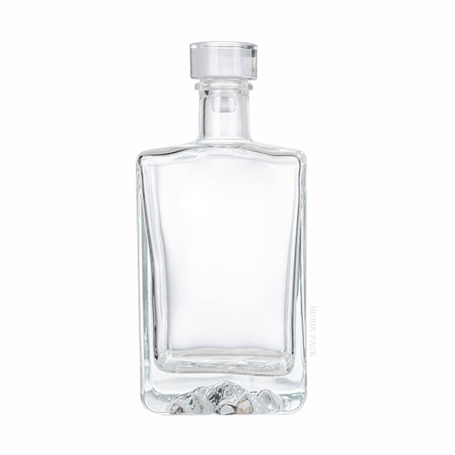 Snow Mountain Bottom Square Clear Glass Spirituosenflasche