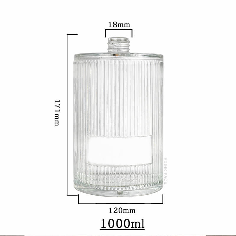 vertical ribbed cylinder liquor bottle-capacity vertikale Flaschenkapazität von vertikaler Rippenzylinderflächen