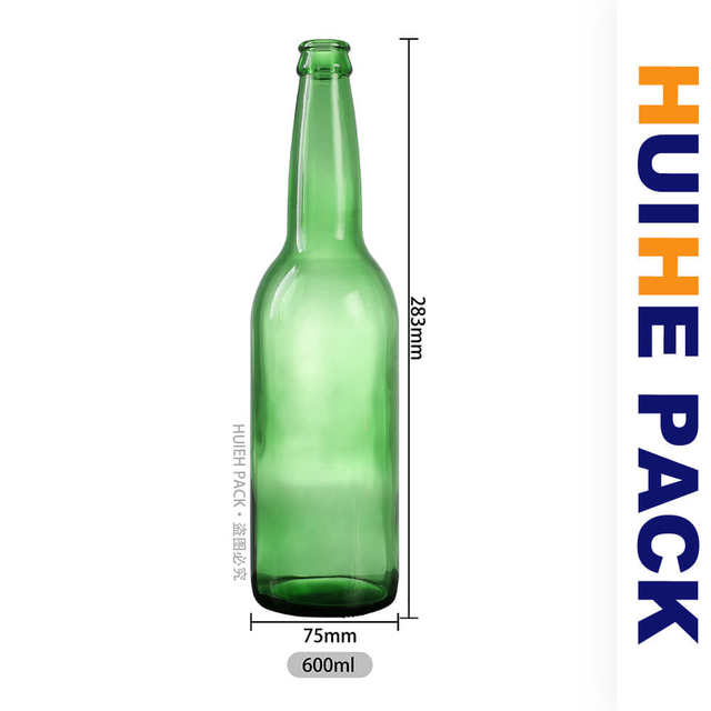 600 ml 20oz Apfelweinflasche aus grünem Feuersteinglas mit langem Hals