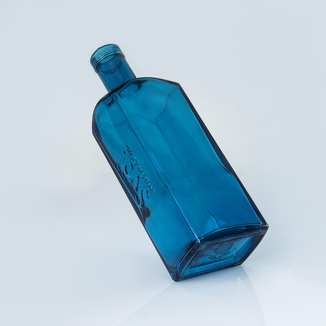 750 ml quadratisch blaues Glasflaschenflasche