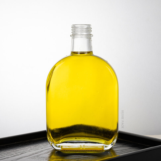 Oval Flat Clear Glass -Schnapsflasche mit Schraubenkappe