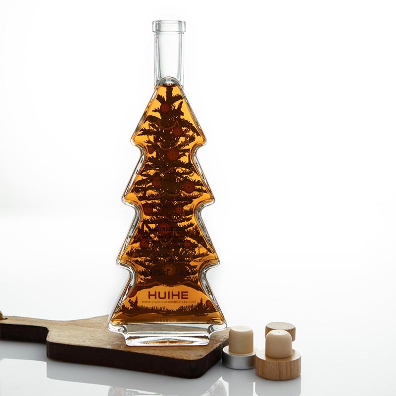 Maßgeschneiderte 500-ml-Glaslikörflasche in Weihnachtsbaumform