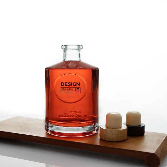 Runde 375 ml Glas Tequila -Flasche mit Korkdeckel