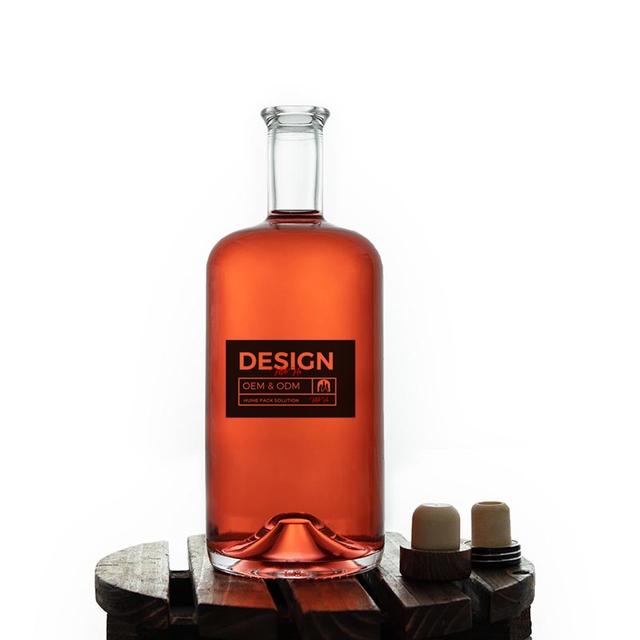 75cl rund leere Tequila -Glasflasche