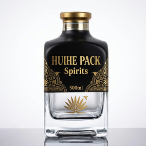 500 ml 700 ml mattschwarzes Design, quadratische Whiskyflasche aus Glas