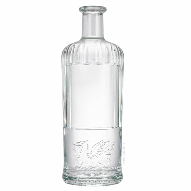 Vertikale Rippenmuster Drachen-Emboss-Glasfluse Flasche