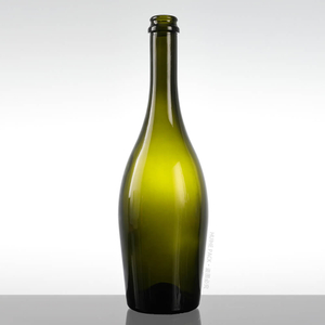 750 ml dunkelgrüne Apfelweinflasche aus gebogenem Glas mit Kronkorken