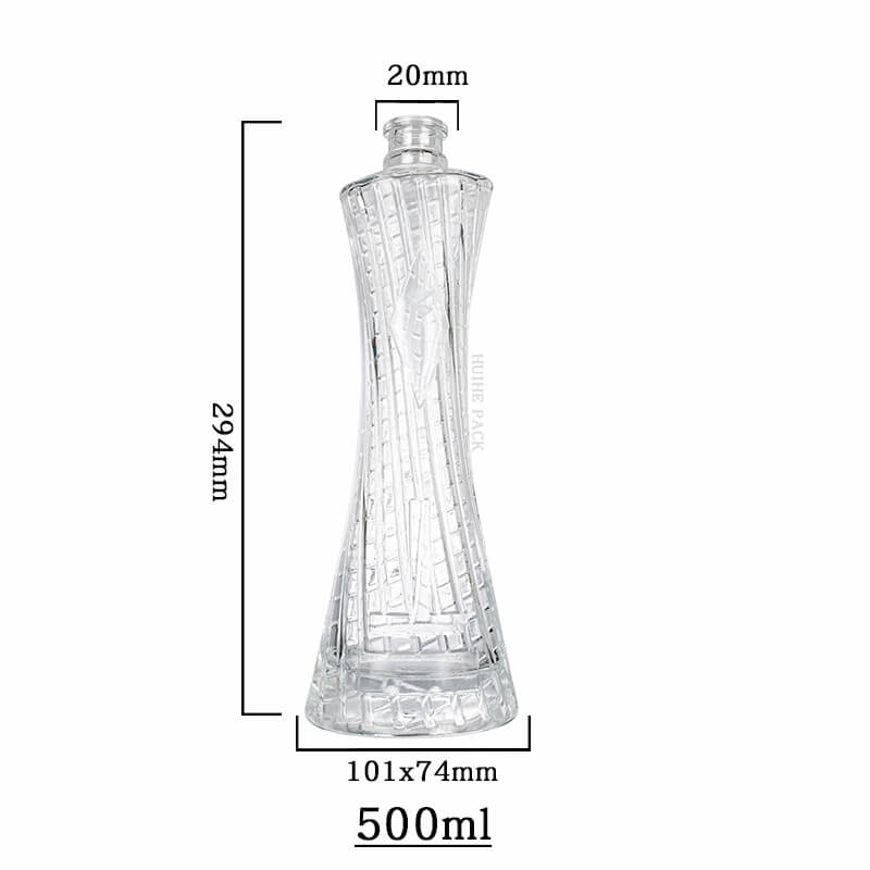 Waisted glass bottle-capacity Taillierte Glasflaschenkapazität