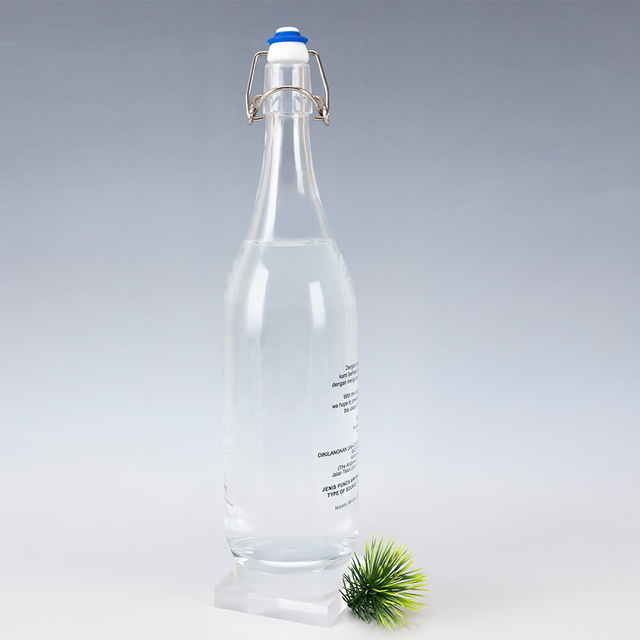 Transparente 1000-ml-Sprudelwasserglasflasche mit Bügelverschluss