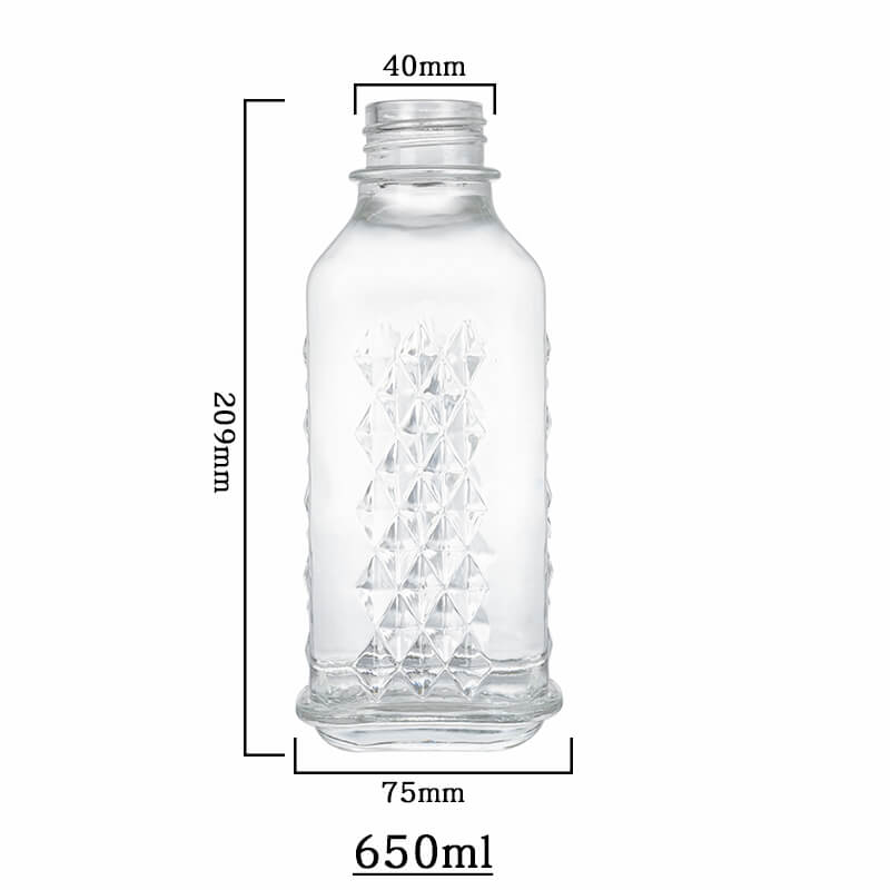 Embossed Pattern of Diamond-Like Glass Liquor Bottle capacity Geprägter Muster der diamantartigen Glasflaschenkapazität von Glaslachen