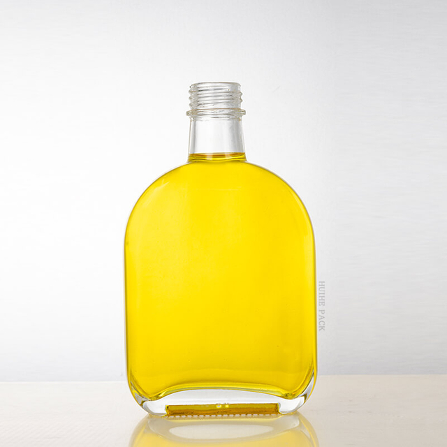 Oval Flat Clear Glass -Schnapsflasche mit Schraubenkappe