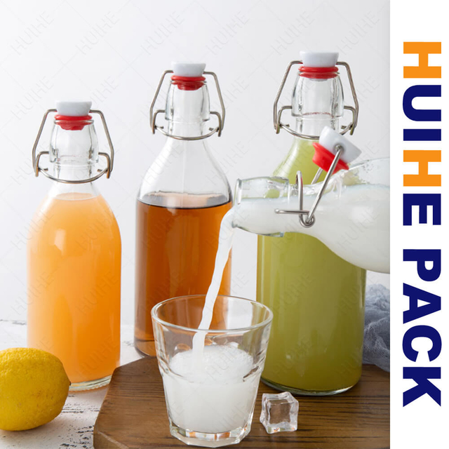 350 ml, 500 ml, 750 ml, 1000 ml Klarglas-Getr&auml;nkeflasche mit B&uuml;gelverschluss