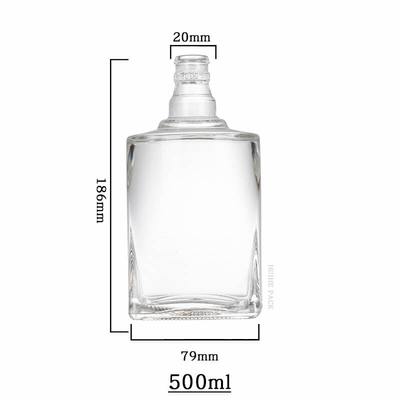 square bottom and round shoulder liquor bottle-capacity quadratische Boden- und Runde Schulterflüssigkeits-Flaschenkapazität