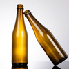 Hei&szlig;er Verkauf 350 ml Bernstein leere Glasbierflasche mit Kronenm&uuml;tze