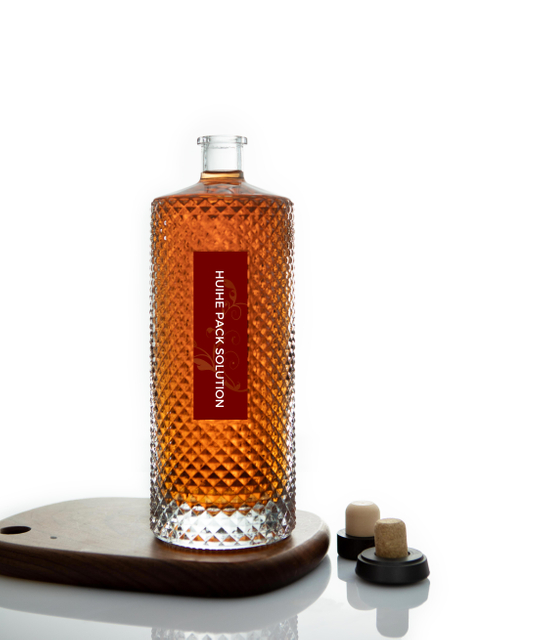 1l runde strukturierte Whiskyglas Alkoholflasche