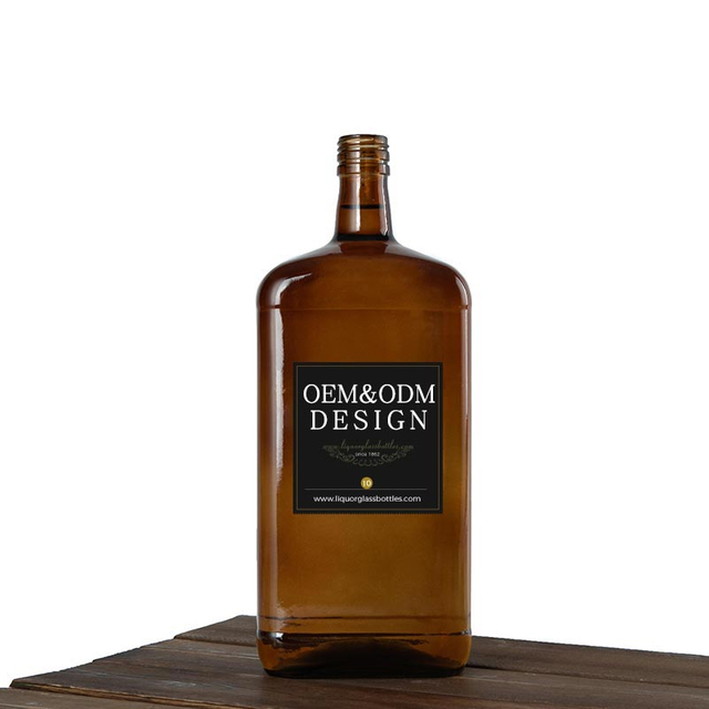 1,75 l flache Bierflasche aus bernsteinfarbenem Glas