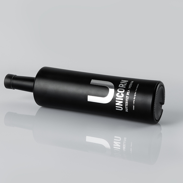 75cl Black Round Glass Splakorflasche