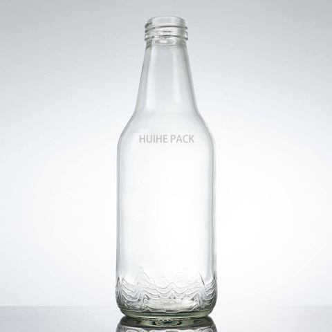 380 ml Premium-Trinkflasche aus strukturiertem Glas mit Schraubdeckel