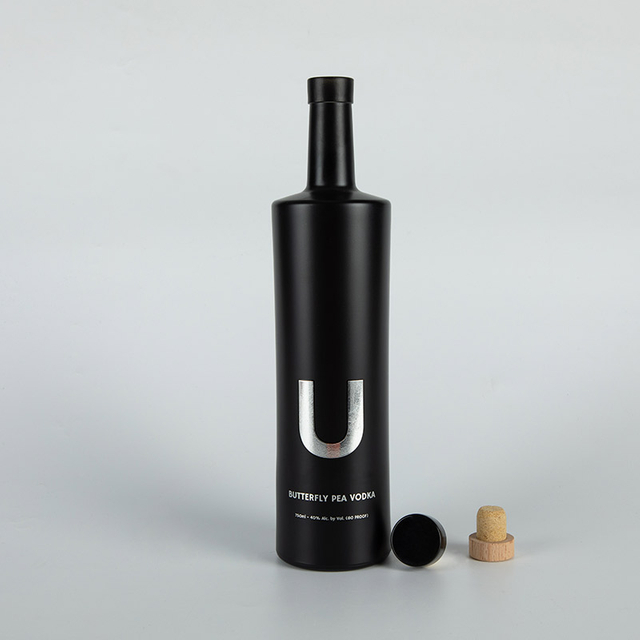 75cl Black Round Glass Splakorflasche