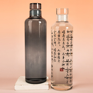 Wassertrinkflasche aus Borosilikatglas mit individuell bedrucktem Logo zum Verkauf