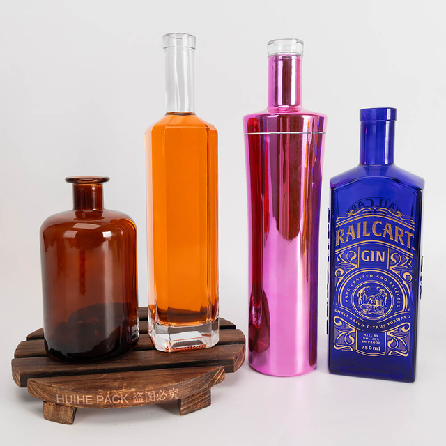 Personalisierte Logo Farbbeschichtete Whisky Wodka Brandy Glassflaschen Großhandel