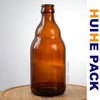 330 ml leere bernsteinfarbene belgische Bier-Apfelweinflasche mit Kronkorken
