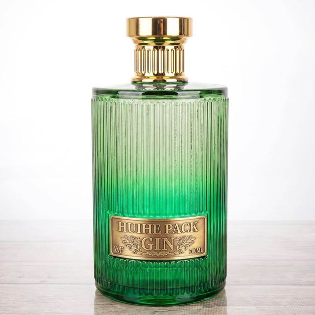 Vertikale Flasche mit geripptem Zylinder mit Schraubenkorken