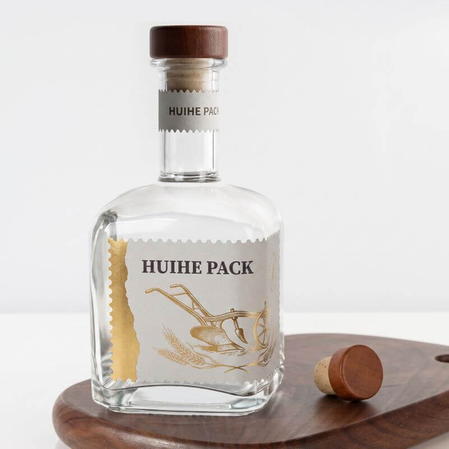 350 ml quadratischer langer Halsgla -Spirituosenflasche mit Korkkappe