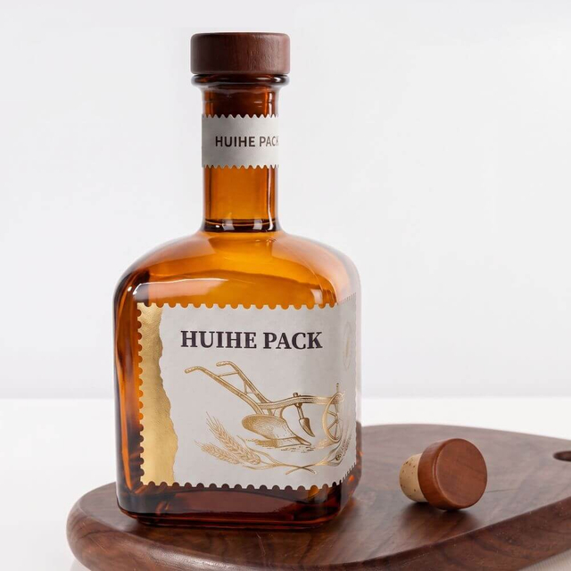 350 ml quadratischer langer Halsgla -Spirituosenflasche mit Korkkappe