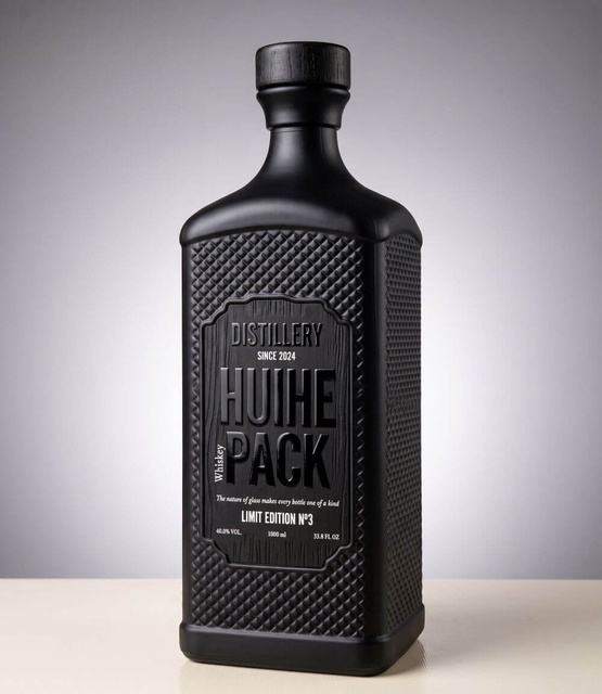 1000 ml gepr&auml;gte quadratische Glasflasche Flasche